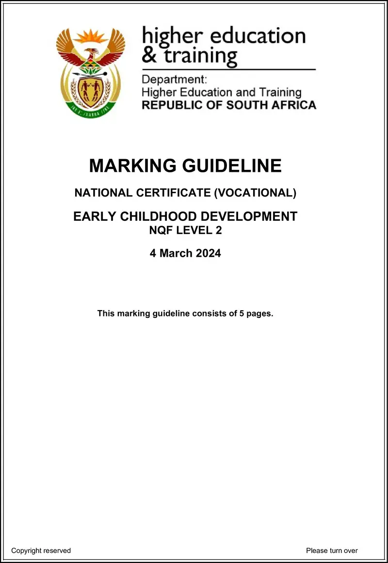 Early Childhood Development L2 MEMO Supp 2024 preview