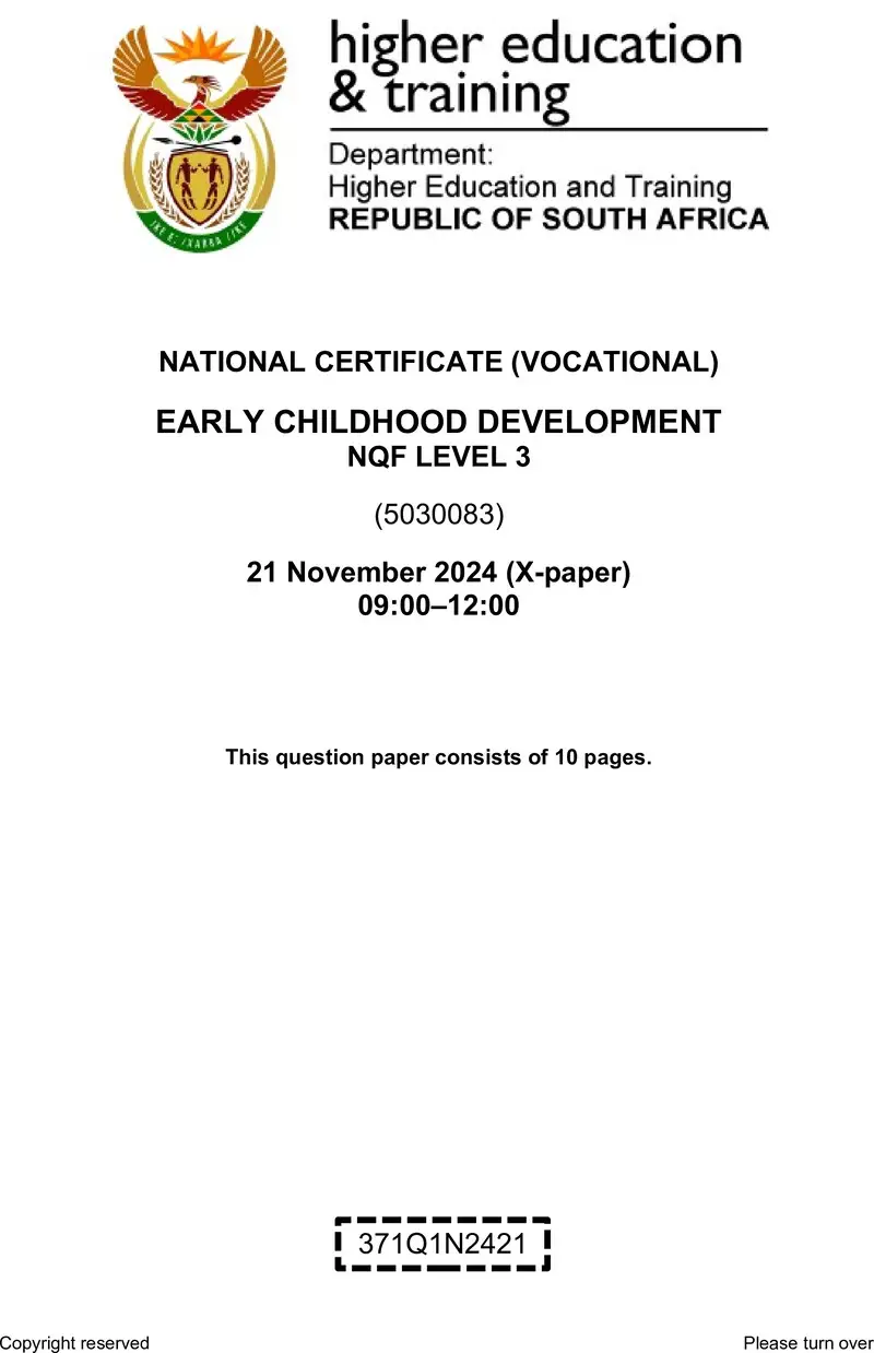 Early Childhood Development L3 QP Nov 2024 preview