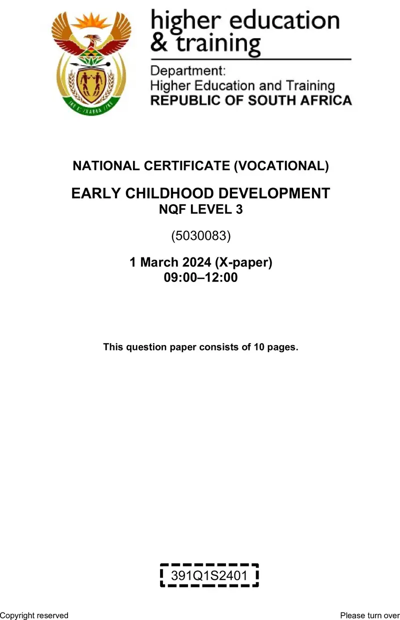 Early Childhood Development L3 QP Feb 2024 preview