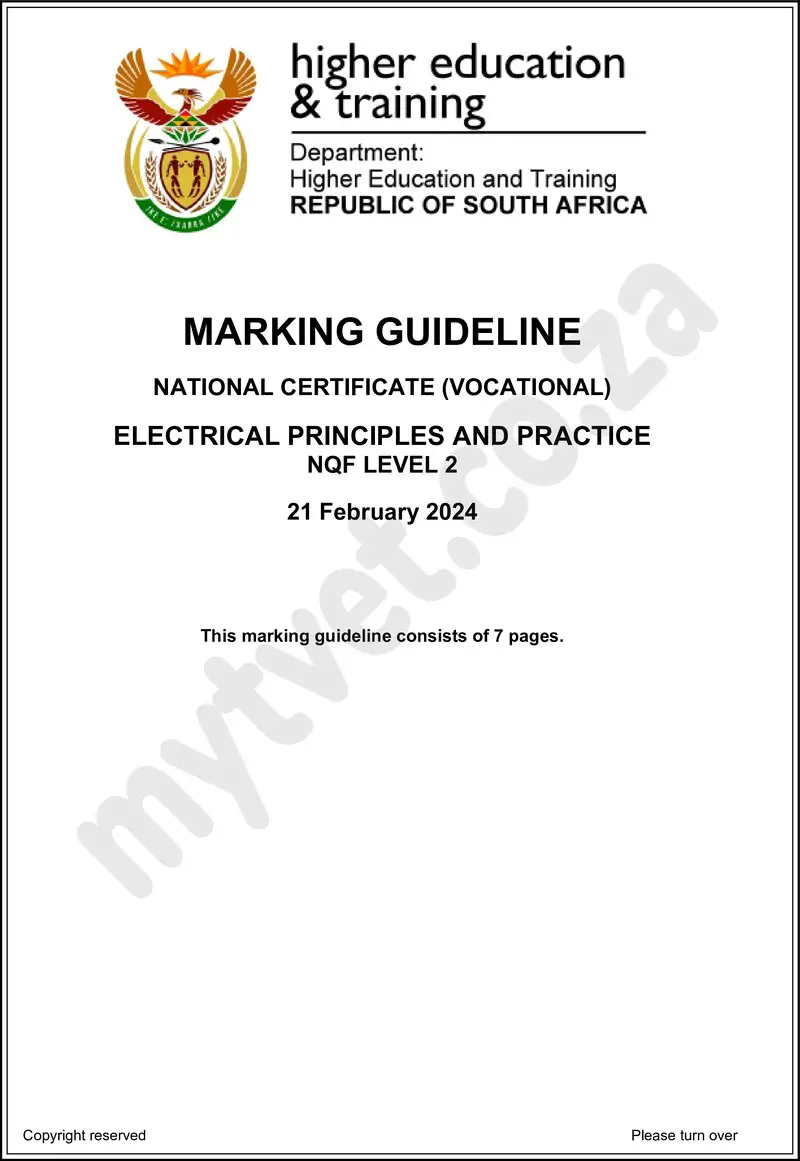 Electrical Principles And Practice L2 Supp MEMO 2024 preview