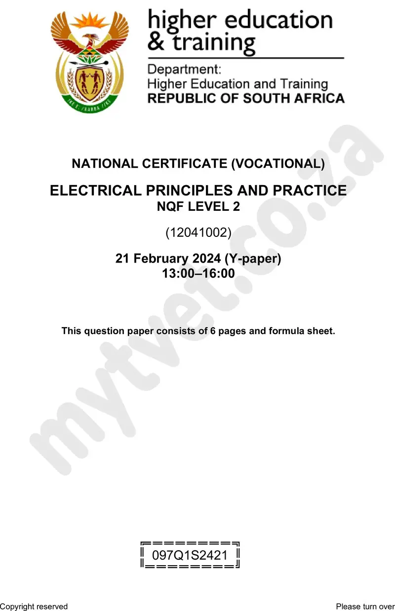 Electrical Principles And Practice L2 Supp QP 2024 preview