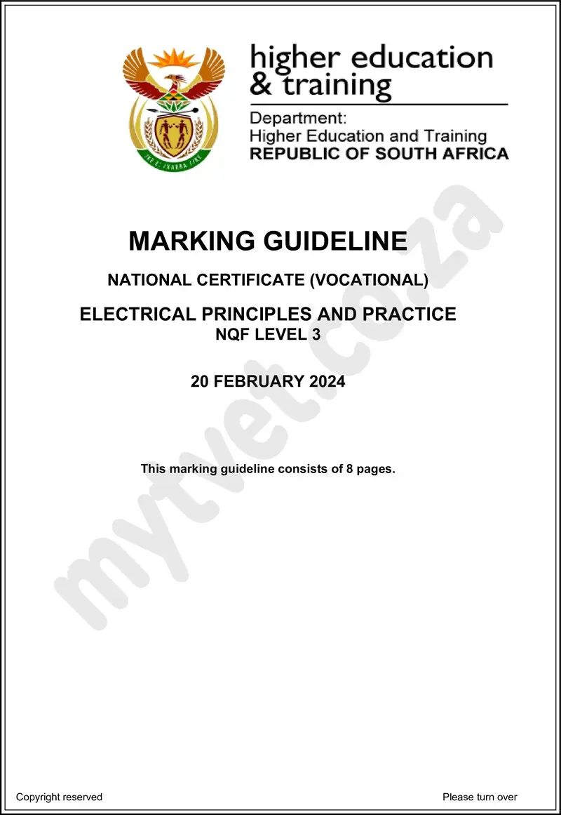 Electrical Principles And Practice L3 MEMO Supp 2024 preview