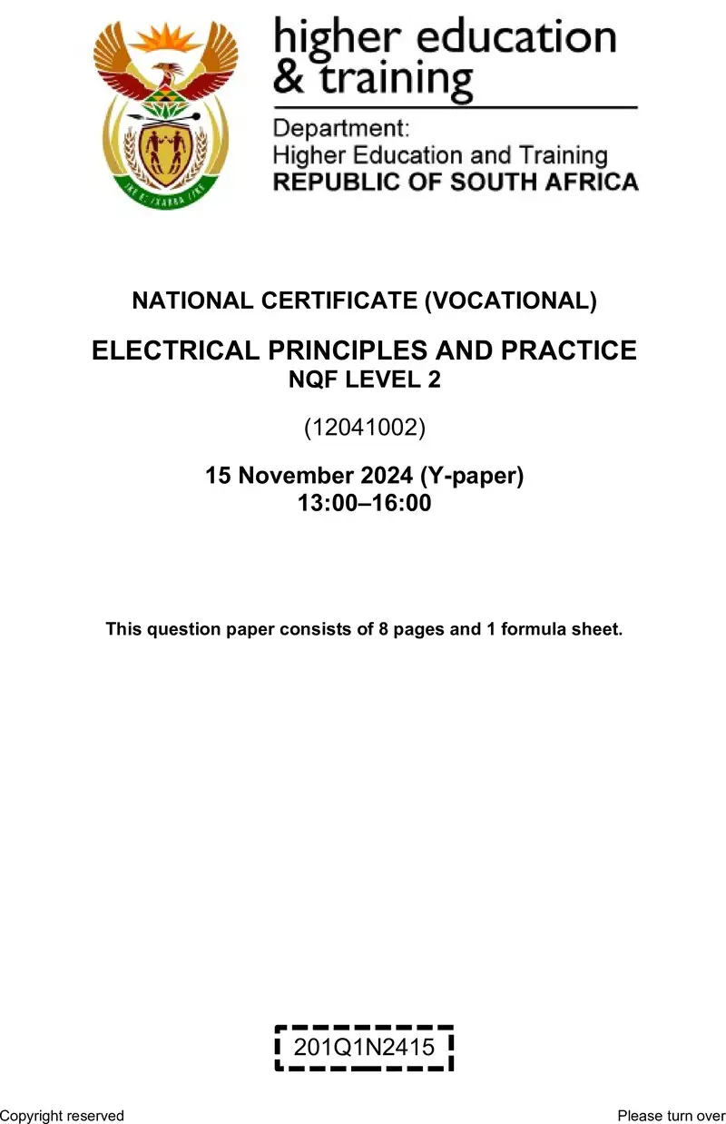 Electrical Principles And Practice L2 Nov QP 2024 preview