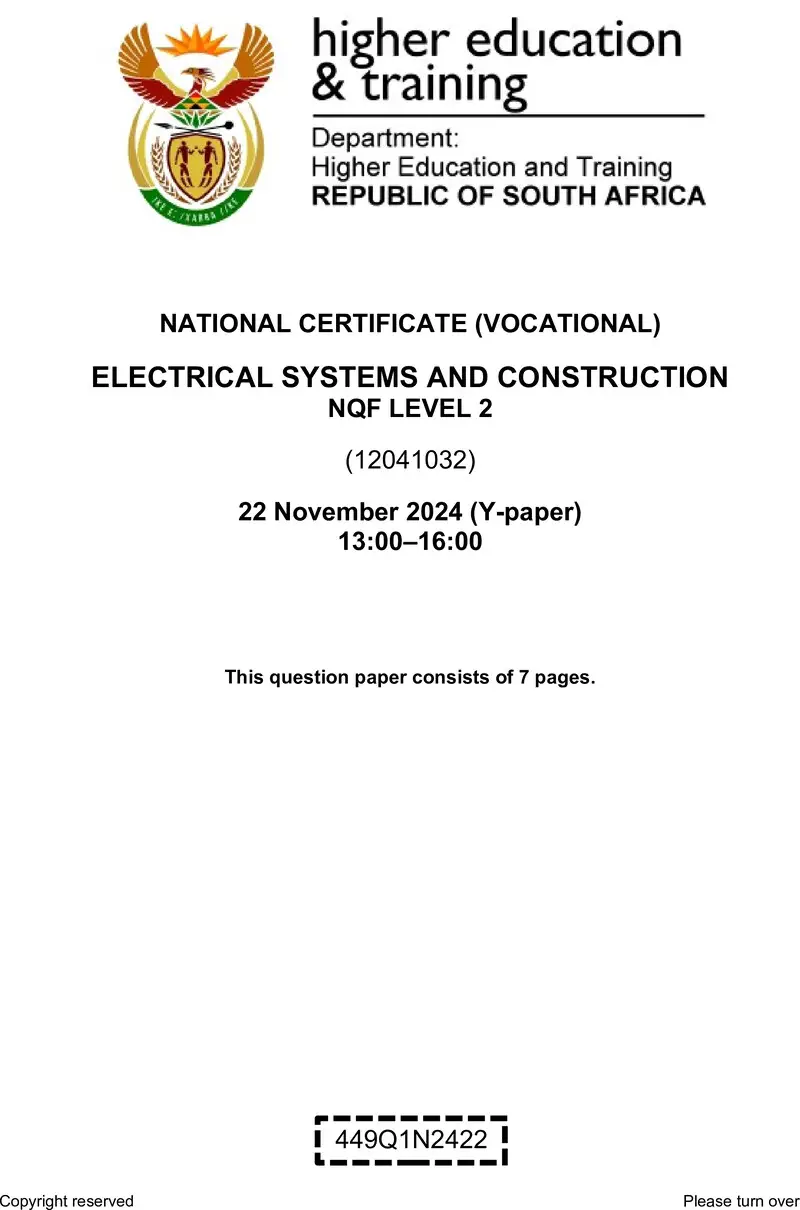 Electrical Systems And Construction L2 QP Nov 2024 preview