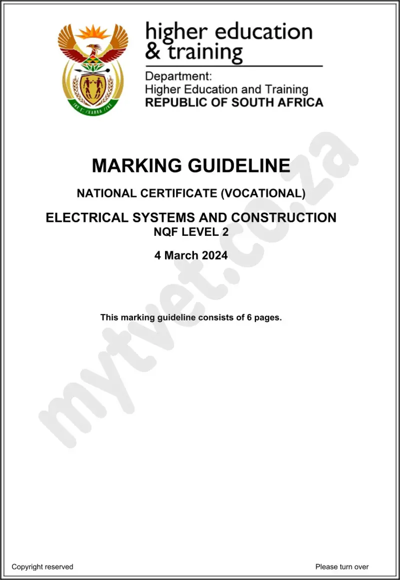 Electrical Systems And Construction L2 Supp MEMO 2024 preview