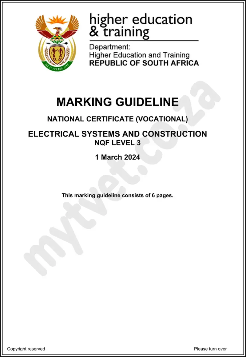 Electrical Systems And Construction L3 MEMO Supp 2024 preview