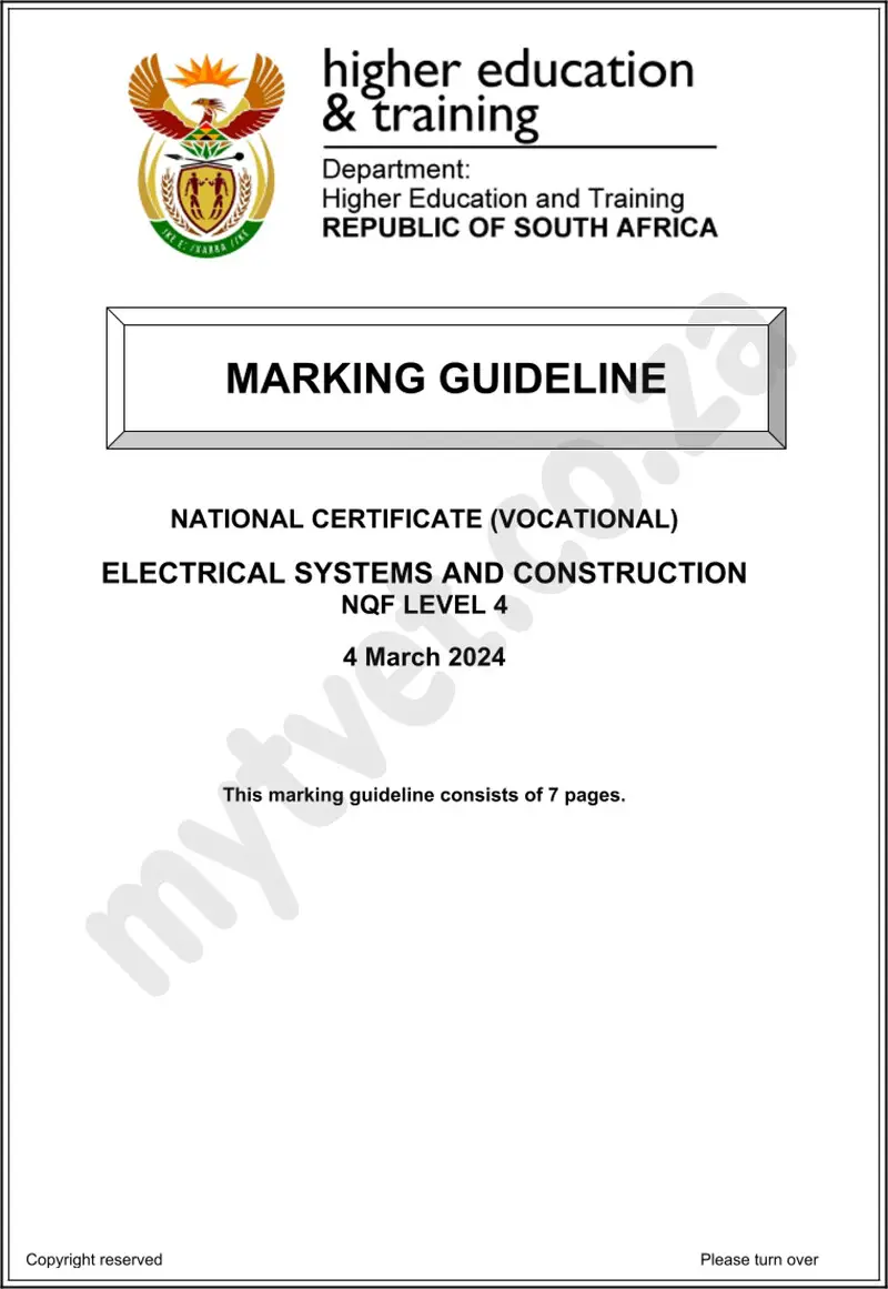 Electrical Systems And Construction L4 MEMO Supp 2024 preview