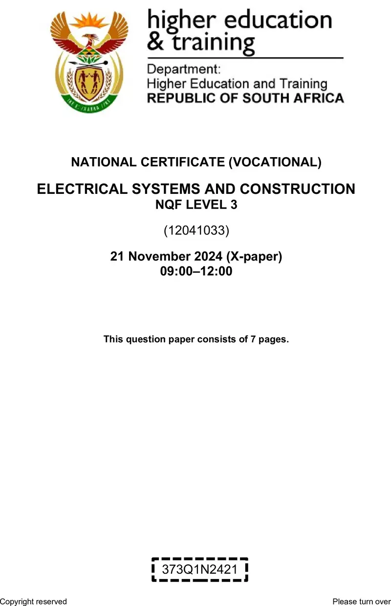 Electrical Systems And Construction L3 QP Nov 2024 preview