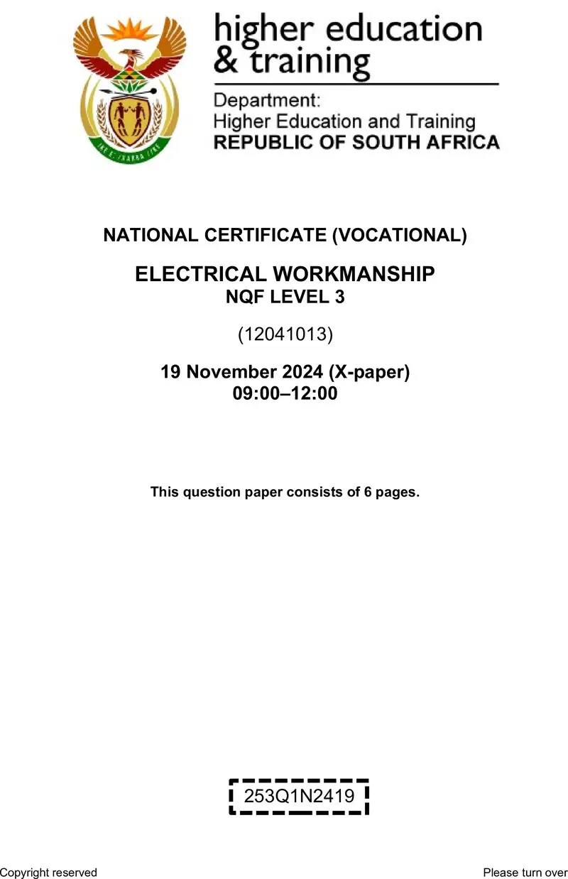 Electrical Workmanship L3 QP Nov 2024 preview