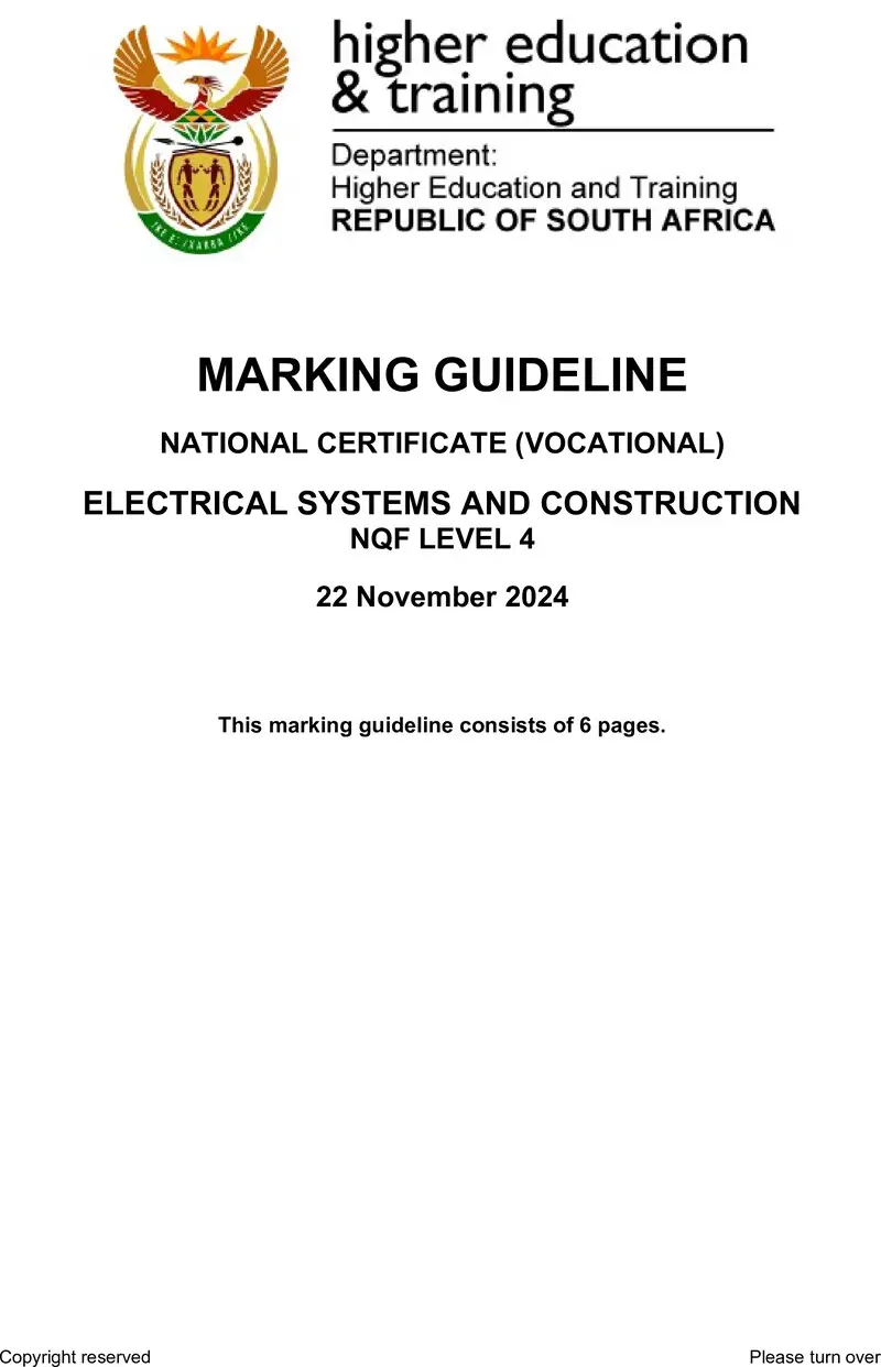 Electrical Systems And Construction L4 MEMO Nov 2024 preview