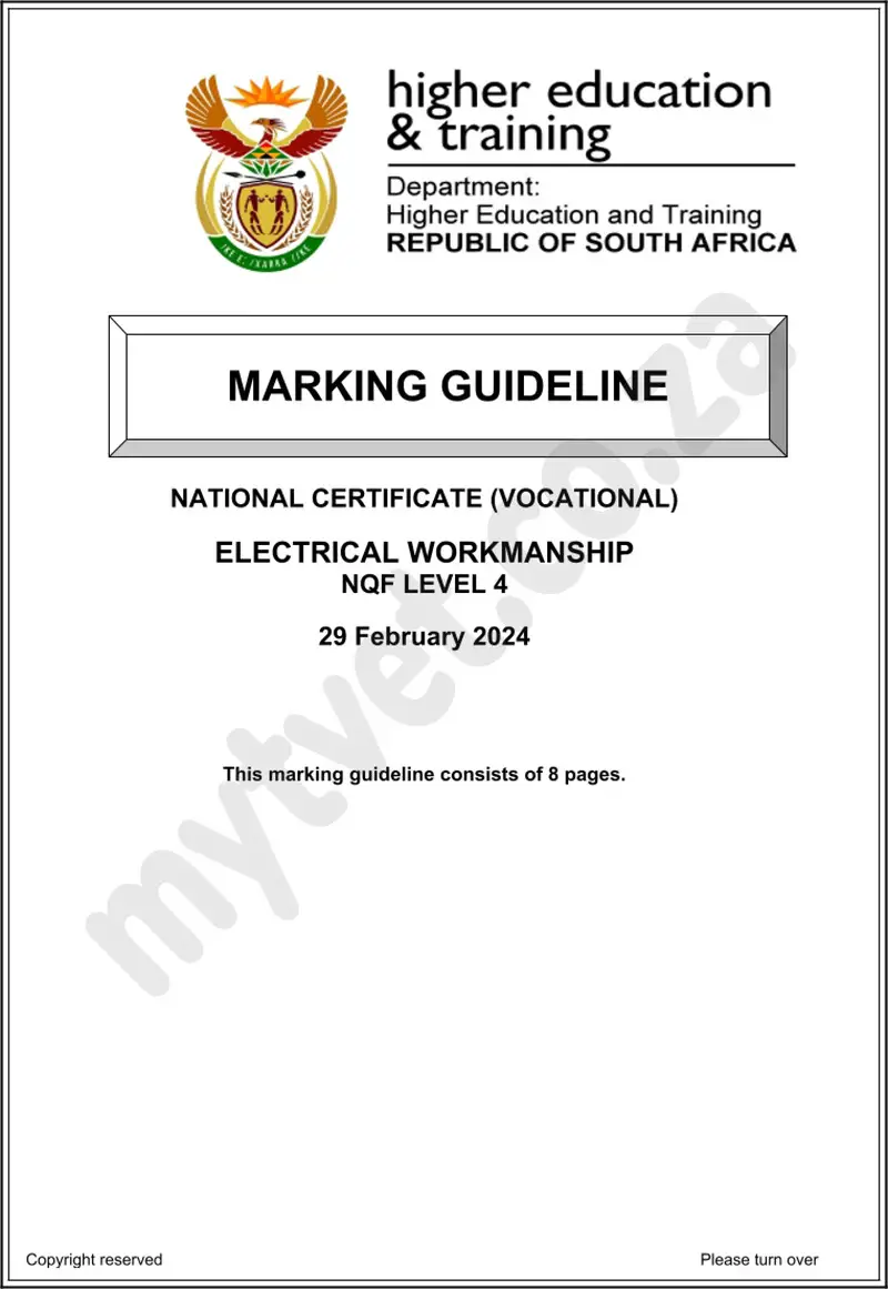 Electrical Workmanship L4 MEMO Supp 2024 preview