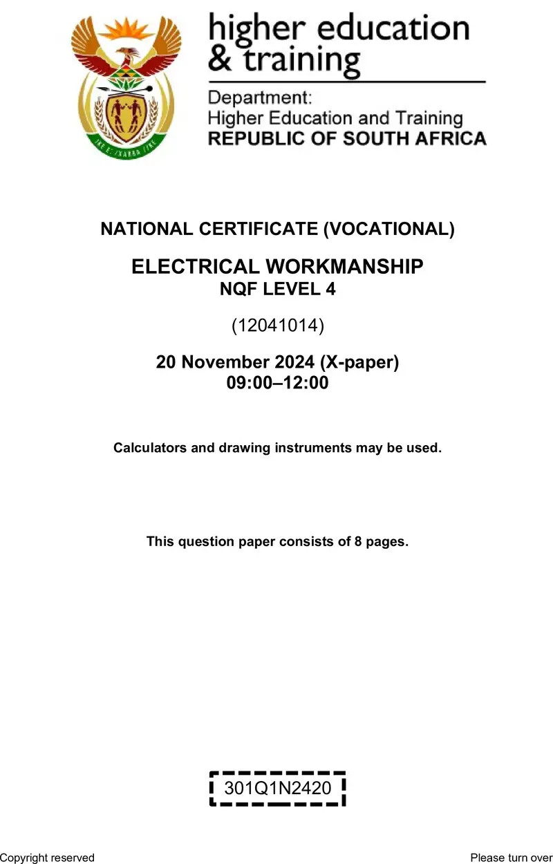 Electrical Workmanship L4 QP Nov 2024 preview