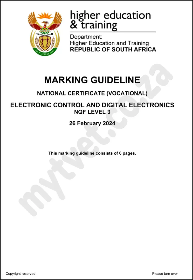 Electronic Control And Digital Electronics L3 Supp MEMO 2024 preview