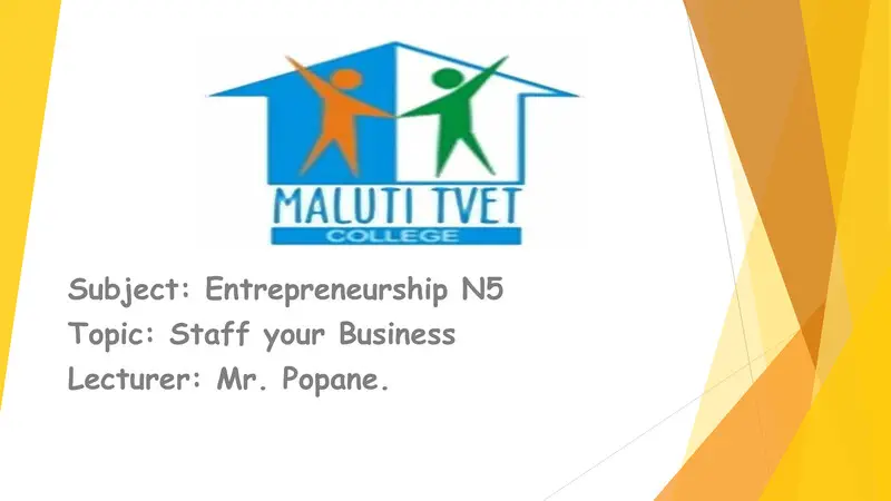 Entrepreneurship Staffing Your Business N5 Sg cover