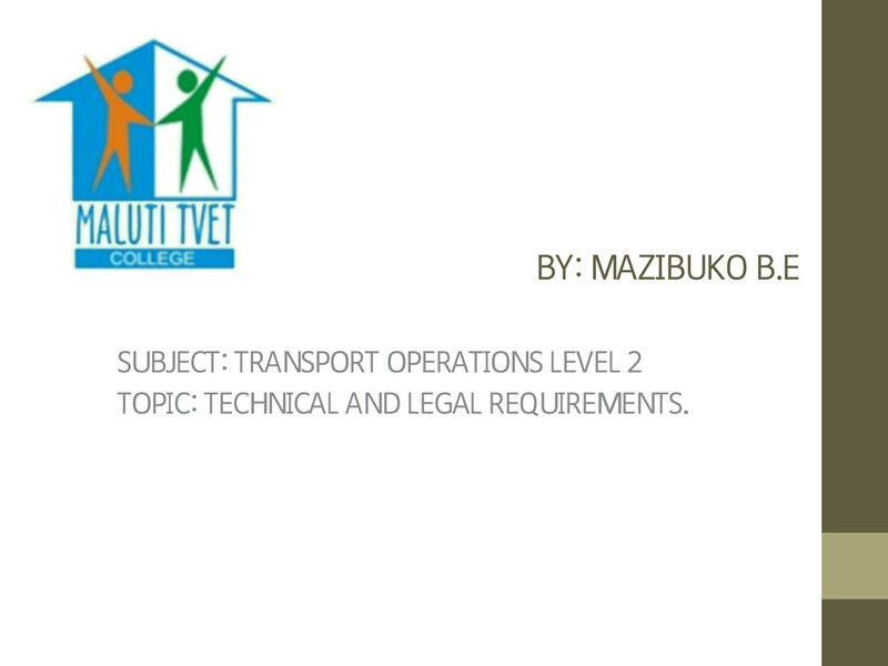 Transport Operations Technical Legal Requirements L2 Sg cover