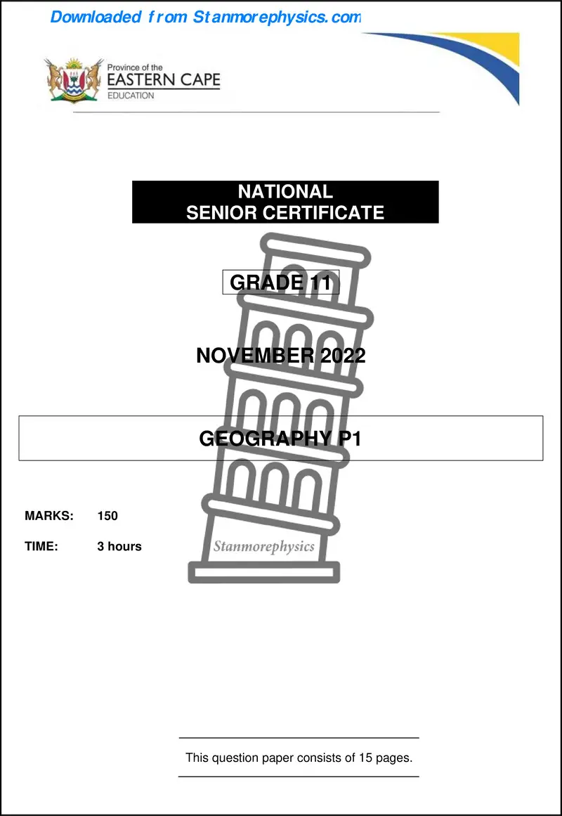 Grade 11 Geography past paper 2022 – ec geography grade 11 november 2022 p1 and memo1