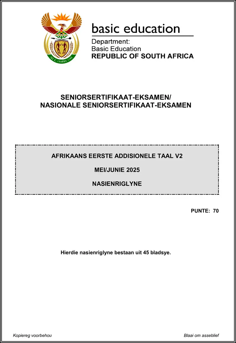 Grade 12 Afrikaans past paper 2025 – afrikaans fal p2 may june 2025 mg gr12
