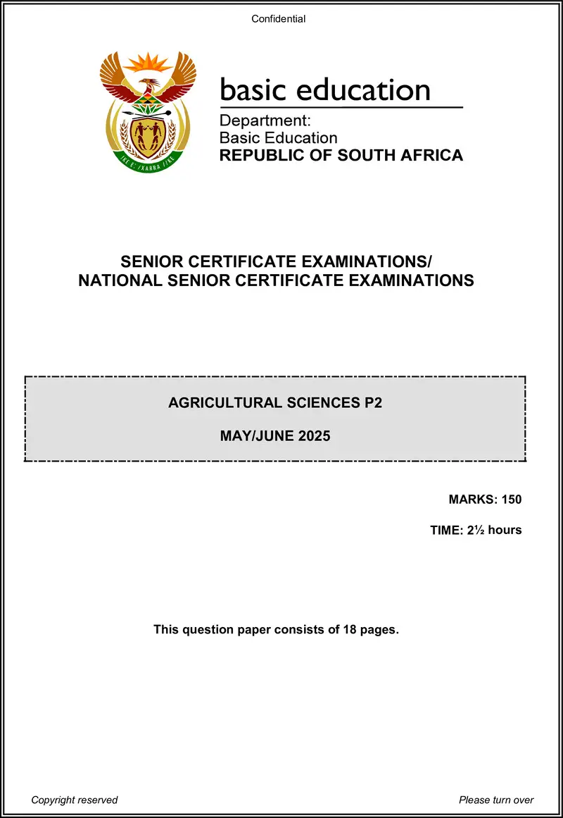 Grade 12 Agricultural Sciences past paper 2025 – agricultural sciences p2 may june 2025 eng gr12