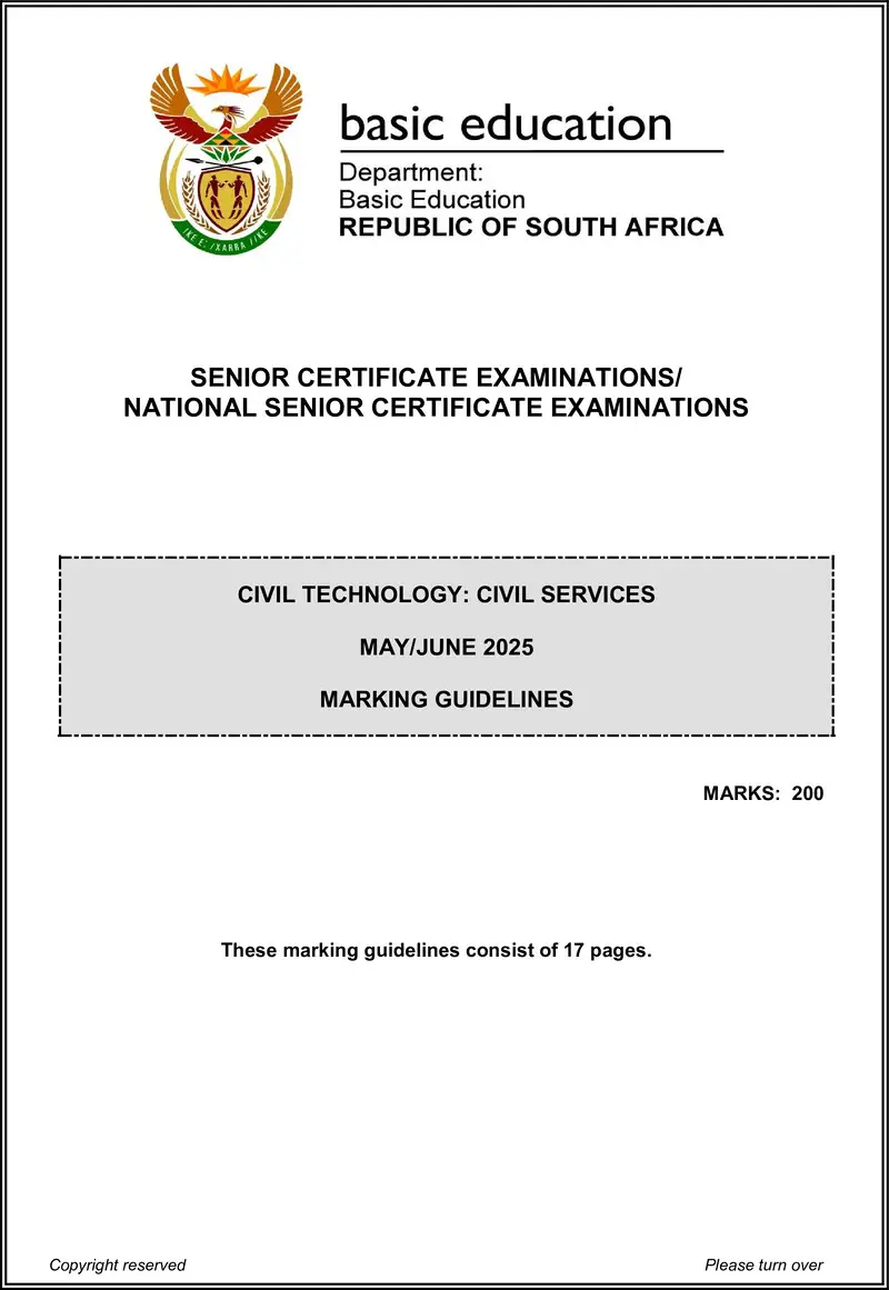 Grade 12 Civil Technology past paper 2025 – civil technology may june 2025 civil services mg eng gr12