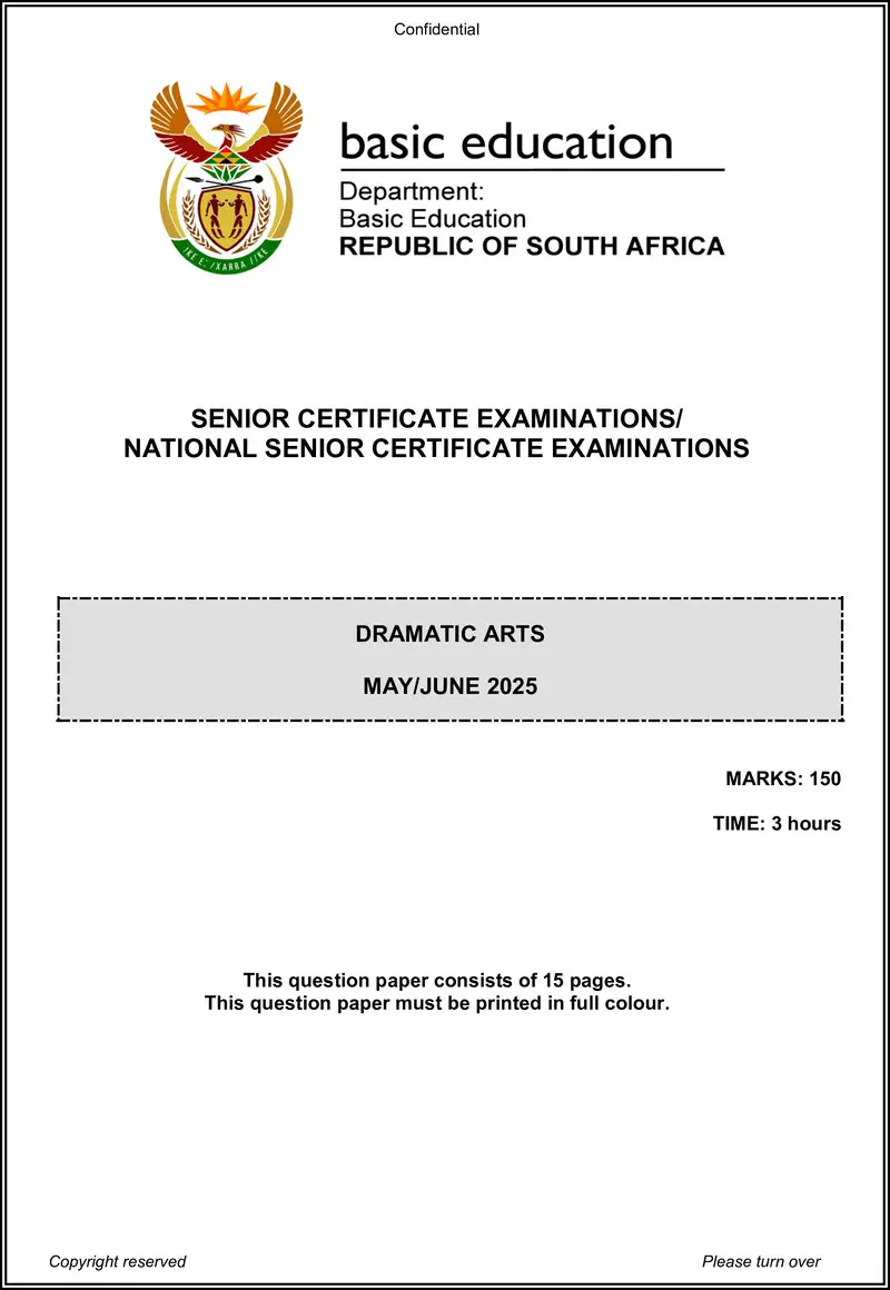 Grade 12 Dramatic Arts past paper 2025 – dramatic arts may june 2025 eng gr12