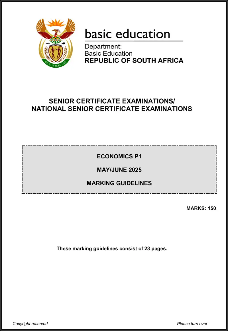 Grade 12 Economics past paper 2025 – economics p1 may june 2025 mg eng gr12