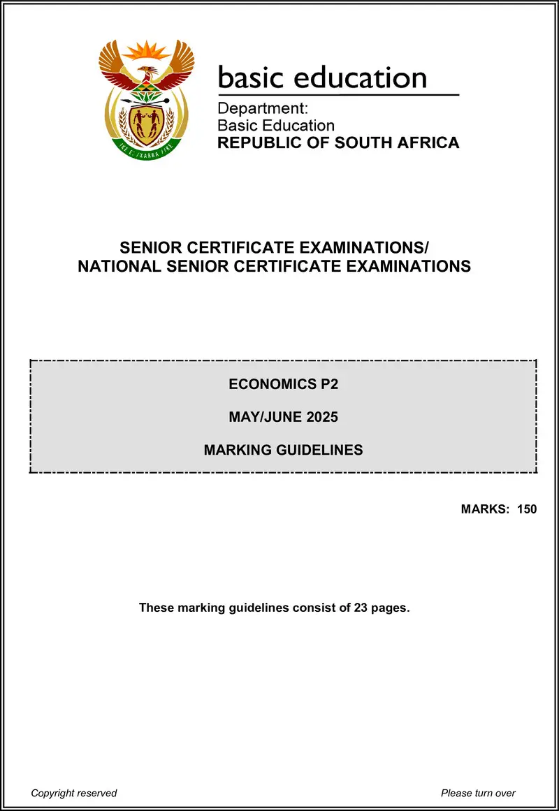 Grade 12 Economics past paper 2025 – economics p2 may june 2025 mg eng gr12