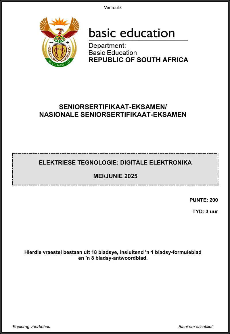 Grade 12 Electrical Technology past paper 2025 – electrical technology may june 2025 digital afr gr12