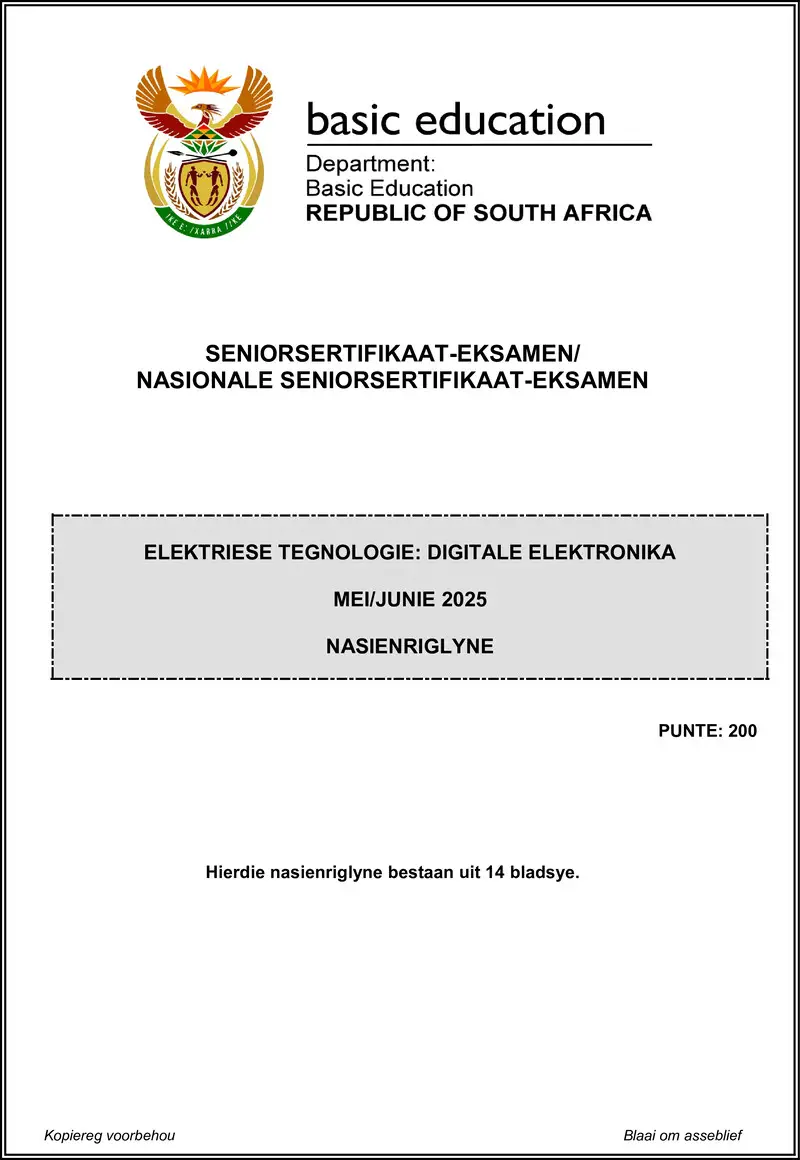 Grade 12 Electrical Technology past paper 2025 – electrical technology may june 2025 digital mg afr gr12
