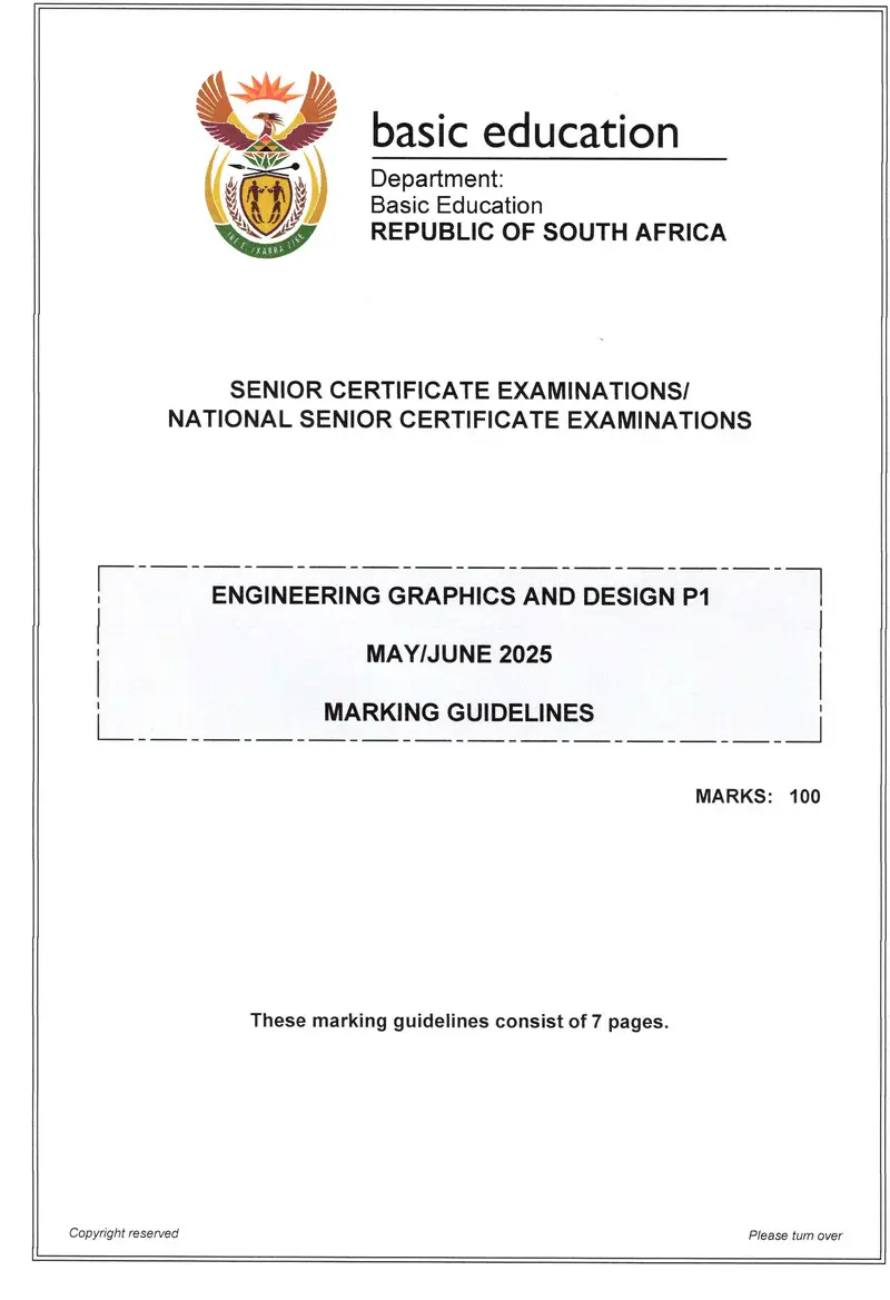 Grade 12 Design past paper 2025 – engineering graphics design p1 may june 2025 mg eng gr12