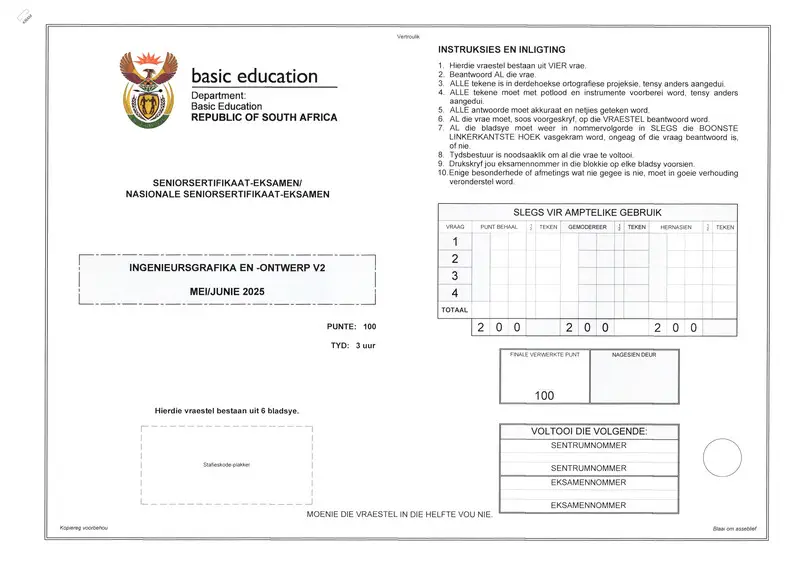 Grade 12 Design past paper 2025 – engineering graphics design p2 may june 2025 afr gr12