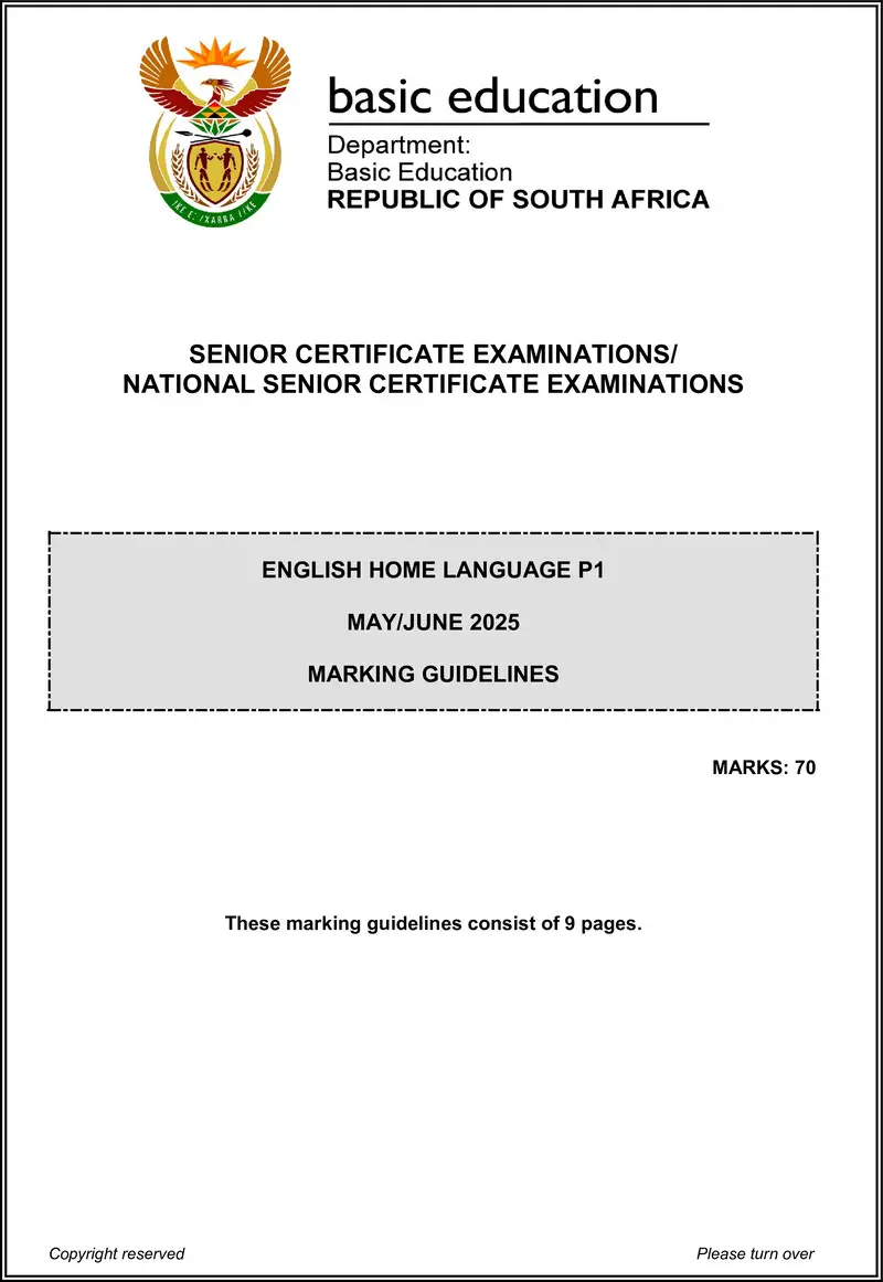 Grade 12 English past paper 2025 – english hl p1 may june 2025 mg gr12