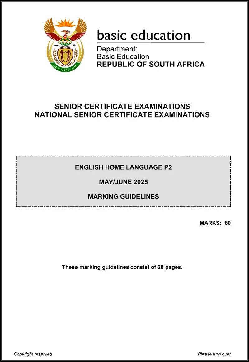 Grade 12 English past paper 2025 – english hl p2 may june 2025 mg gr12