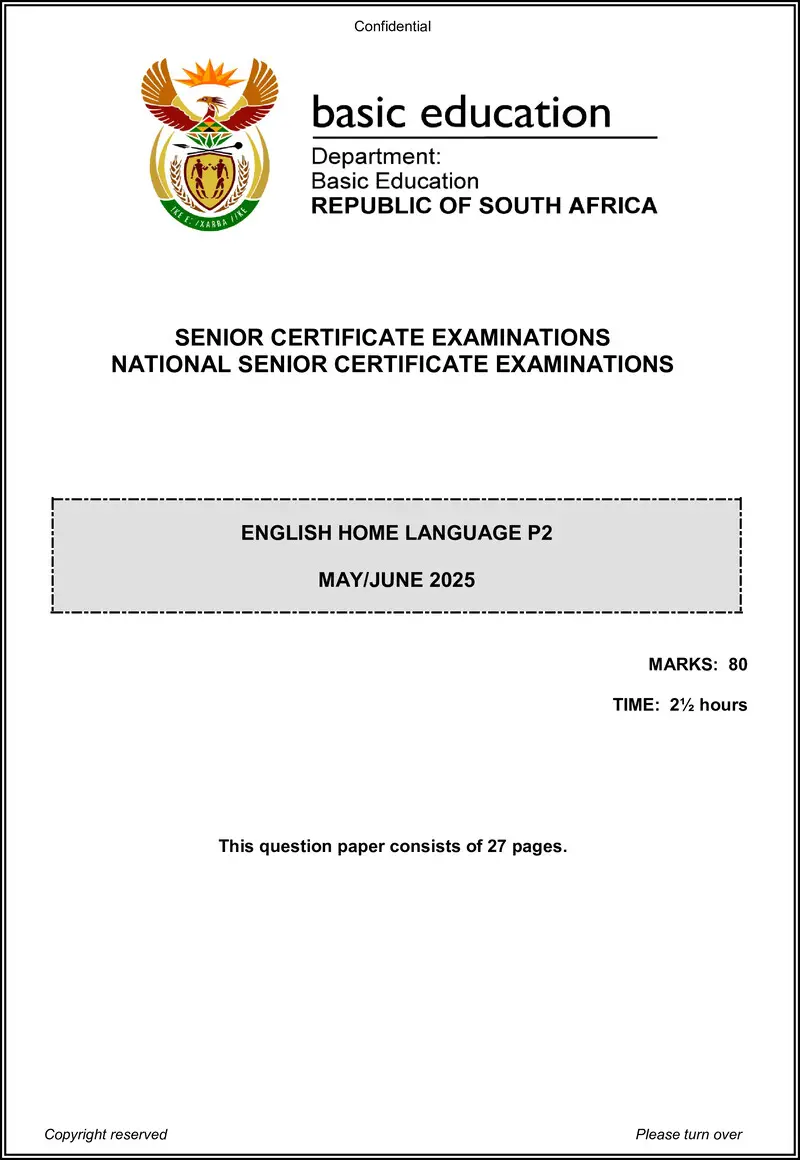 Grade 12 English past paper 2025 – english hl p2 may june 2025 gr12
