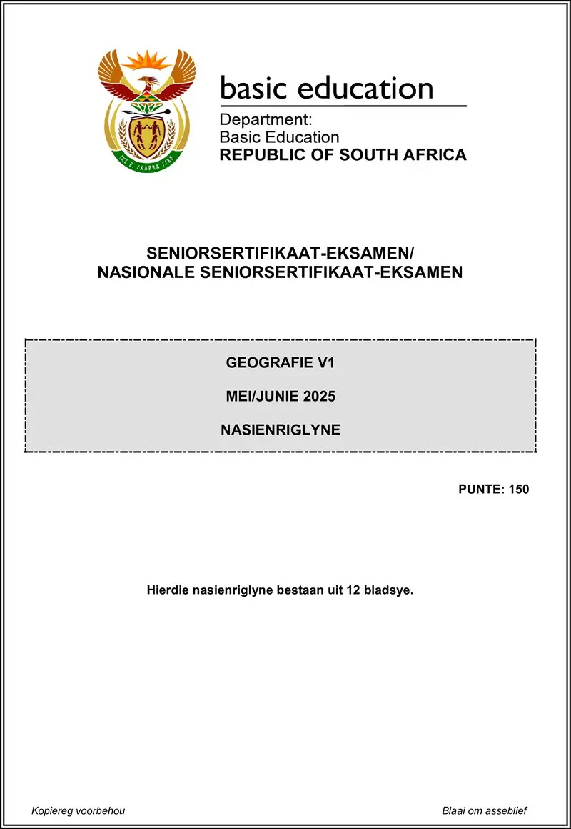 Grade 12 Geography past paper 2025 – geography p1 may june 2025 mg afr gr12