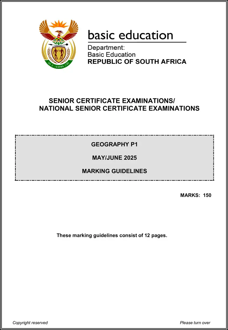 Grade 12 Geography past paper 2025 – geography p1 may june 2025 mg eng gr12