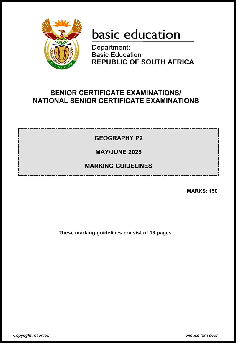 Grade 12 Geography past paper 2025 – geography p2 may june 2025 mg eng gr12