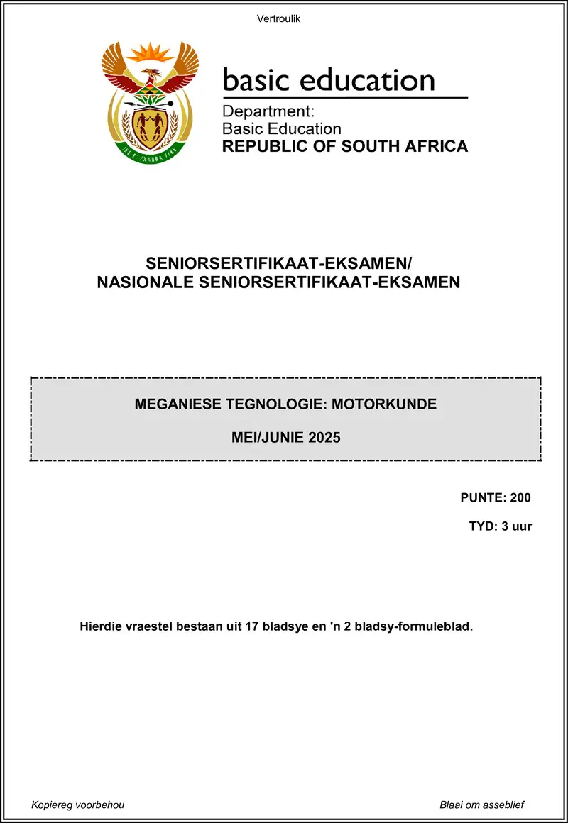 Grade 12 Mechanical Technology past paper 2025 – mechanical technology june 2025 automotive afr gr12