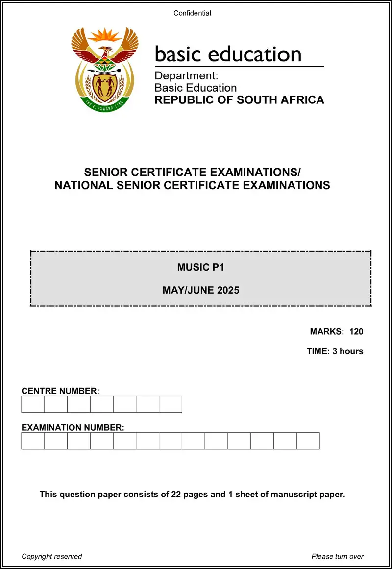 Grade 12 Music past paper 2025 – music p1 may june 2025 eng gr12