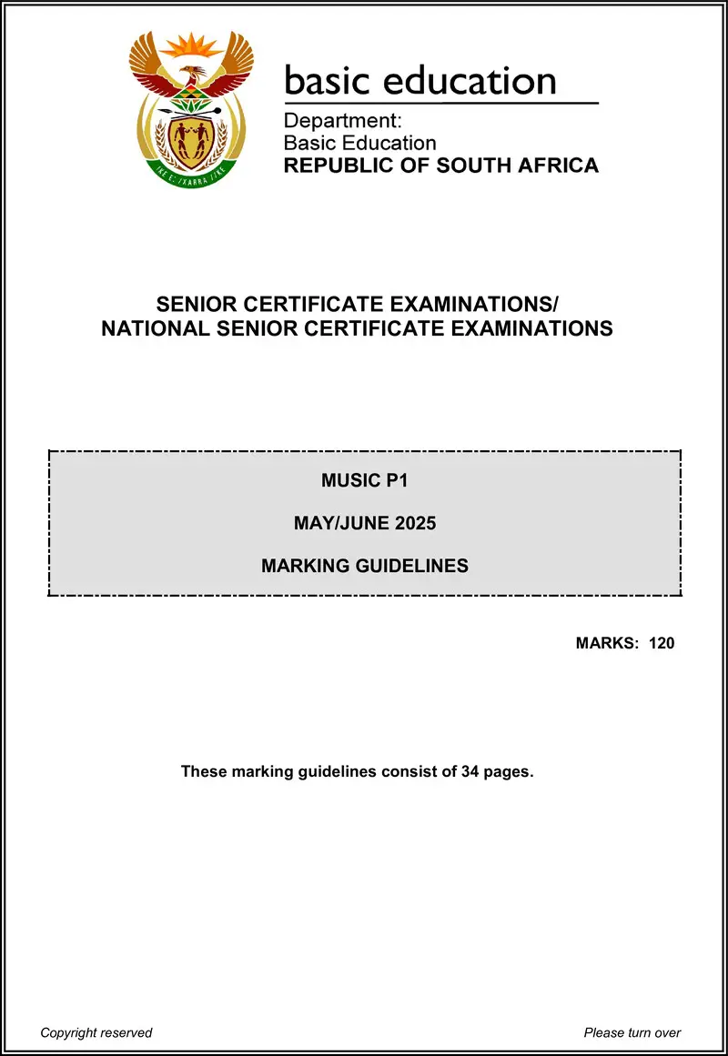 Grade 12 Music past paper 2025 – music p1 may june 2025 mg eng gr12