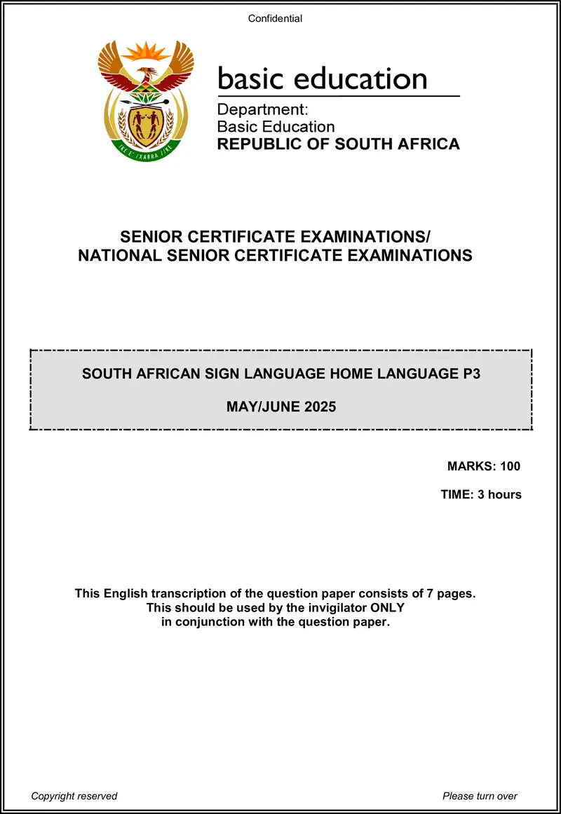 Grade 12 English past paper 2025 – sasl hl p3 may june 2025 qp transcription gr12