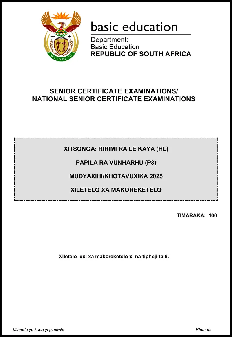 Grade 12 Xitsonga past paper 2025 – xitsonga hl p3 may june 2025 mg gr12