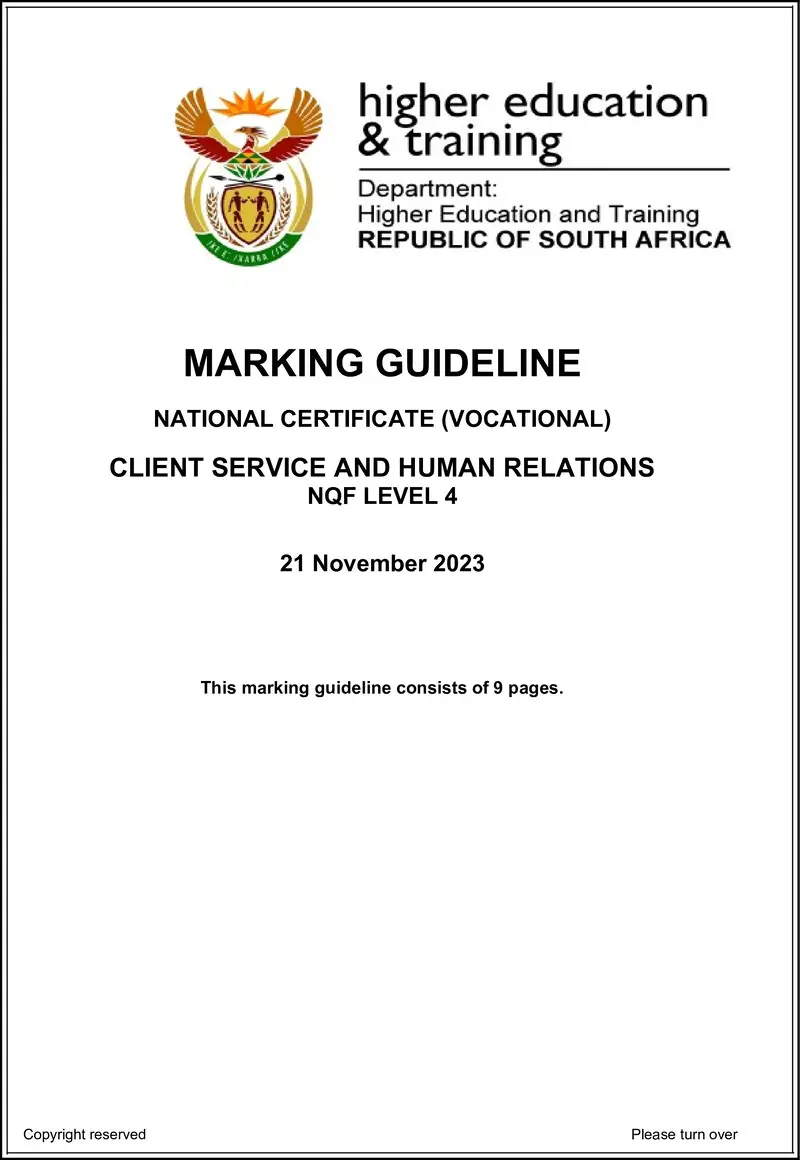 Client Services And Human Relations L4 Nov 2023 MEMO preview