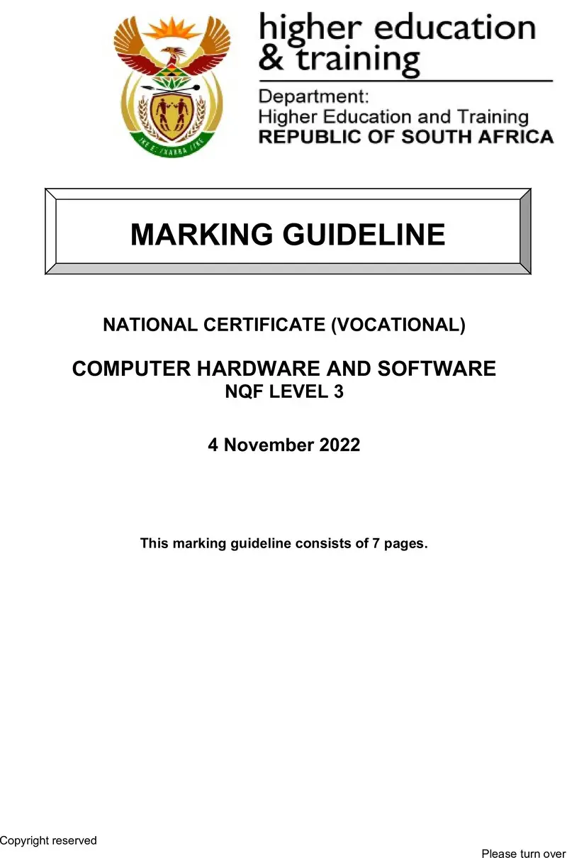 Computer Hardware And Software L3 MEMO Nov 2022 preview