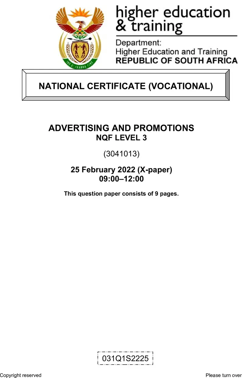 And Promotions L3 QP Feb 2022 preview
