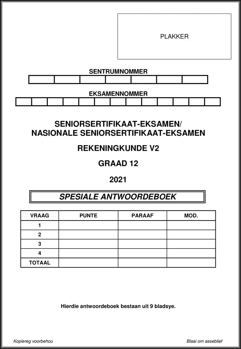 Grade 12 Accounting past paper 2021 – accounting p2 may june 2021 answer book afr gr12