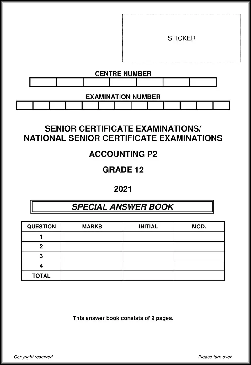 Grade 12 Accounting past paper 2021 – accounting p2 may june 2021 answer book eng gr12