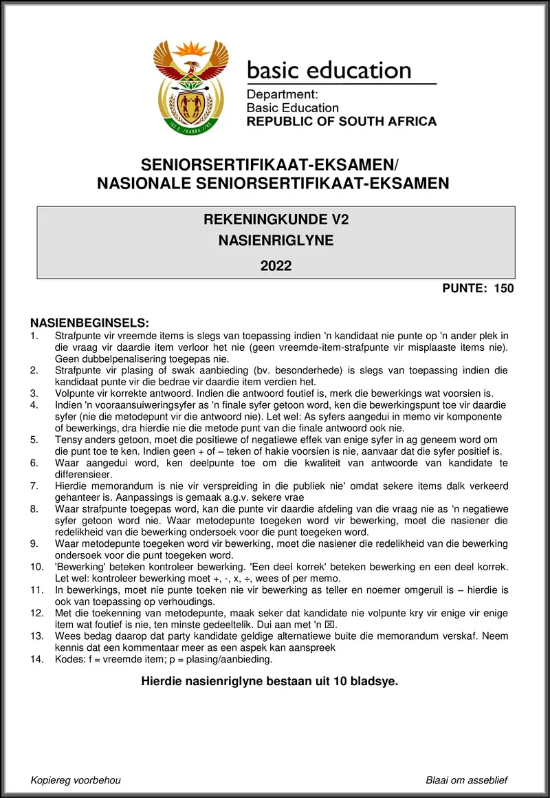 Grade 12 Accounting past paper 2022 – accounting p2 may june 2022 mg afr gr12