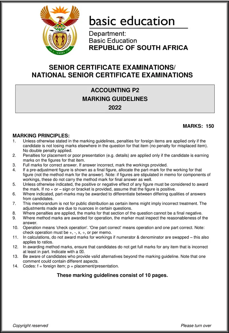 Grade 12 Accounting past paper 2022 – accounting p2 may june 2022 mg eng gr12