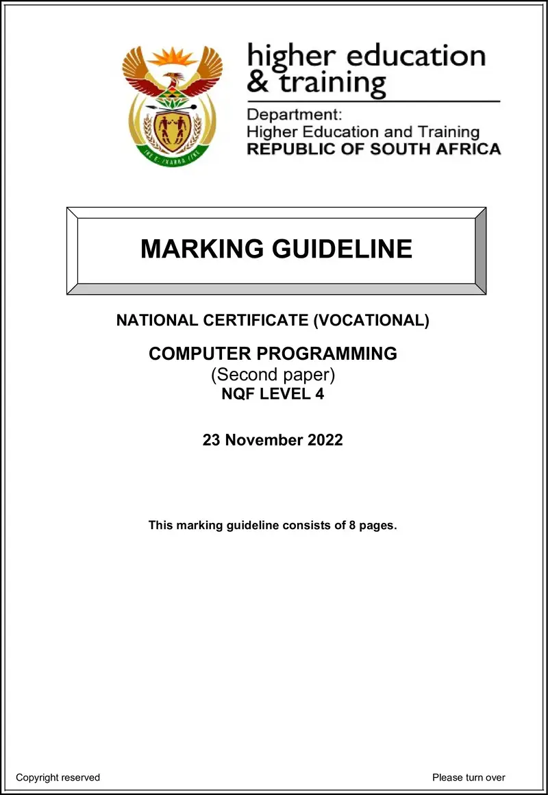 Computer Programming L4 P2 Nov MEMO 2022 preview