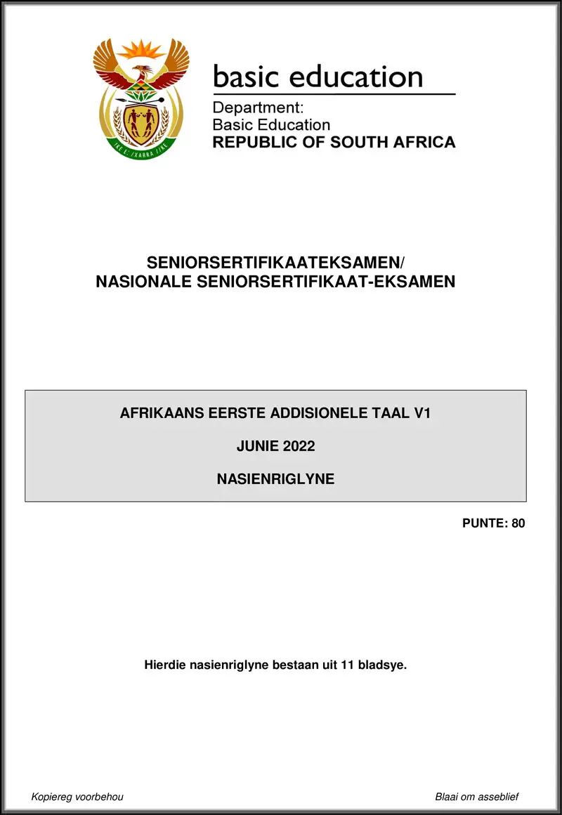 Grade 12 Afrikaans past paper 2022 – afrikaans fal p1 may june 2022 mg gr12